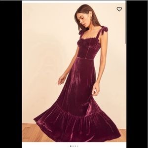 NWT Reformation PLUM ANTOINETTE VELVET  DRESS 8